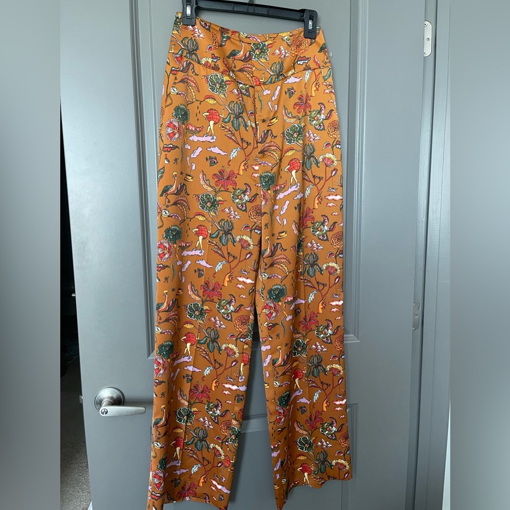 Scotch & Soda  satin luxury pants Mustard Floral Trousers